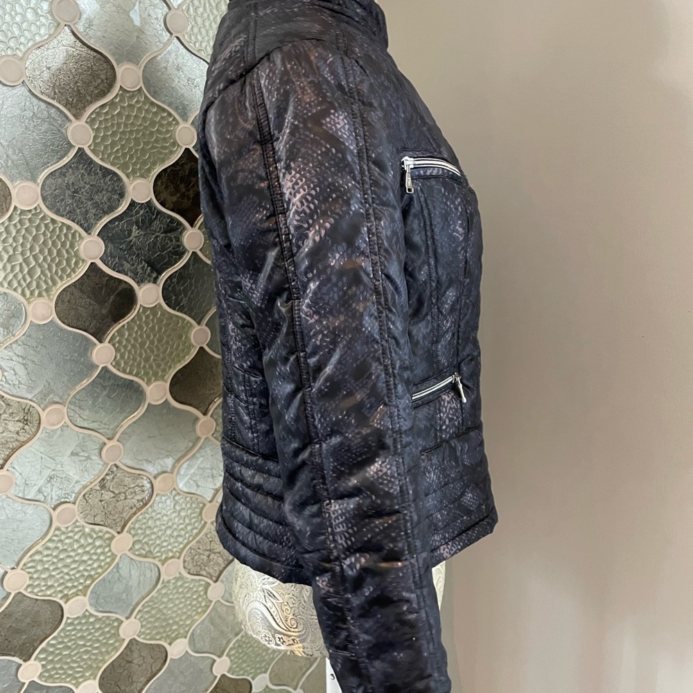 Guess Womens Python Print Moto Puffer Jacket Blac… - image 8